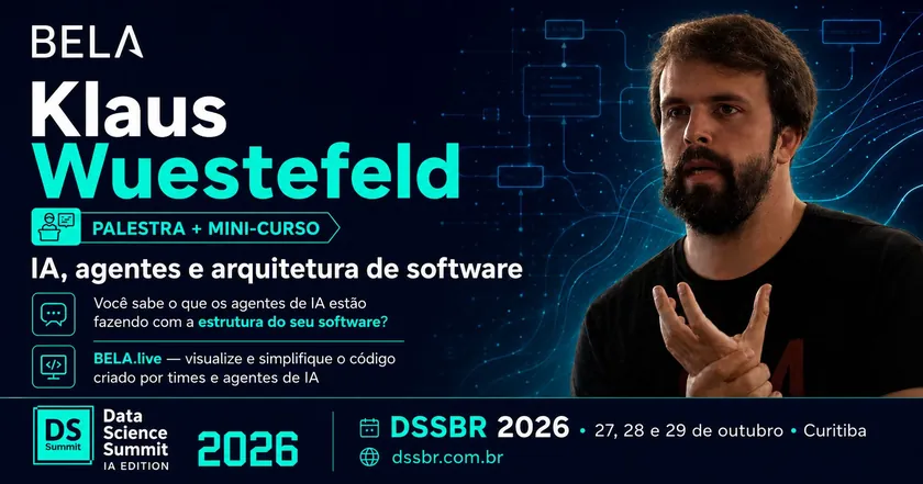 Klaus Wuestefeld no DSSBR 2026 — palestra sobre agentes de IA e arquitetura de software